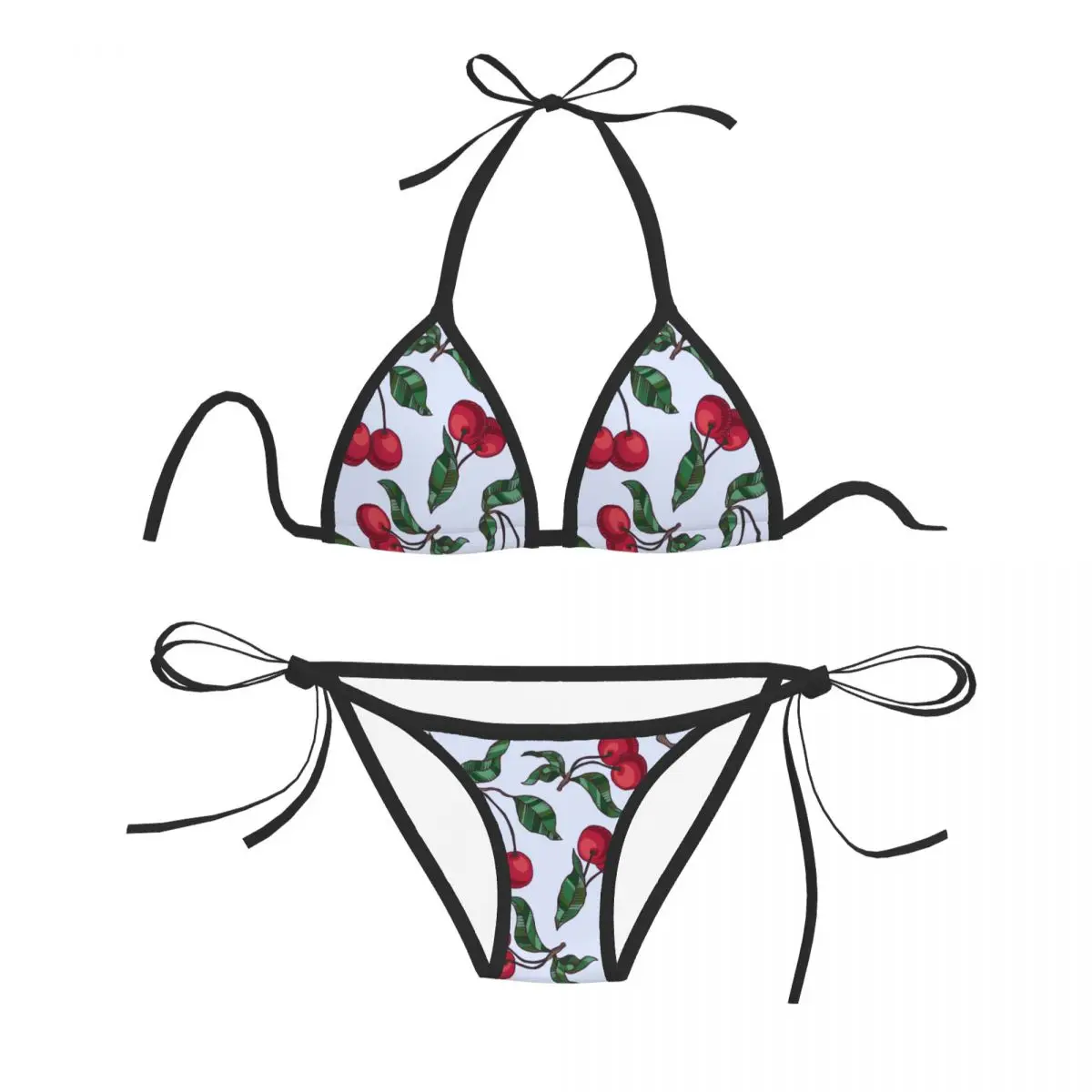 

Купальник-бикини женский с чашками пуш-ап и листьями вишни