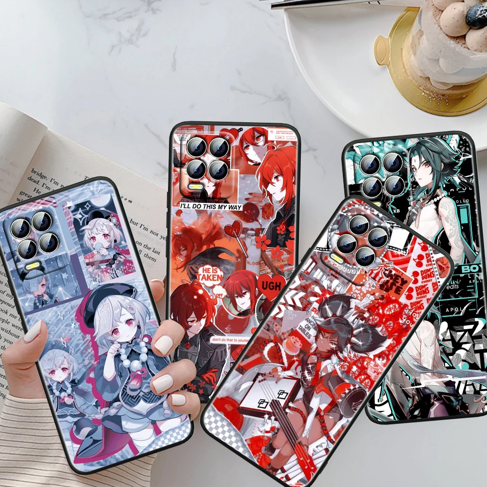 

Genshin Impact Cartoon For OPPO Realme Narzo 30 20 8 8i 7 6 5 3 2 Pro Global 5G Soft Silicone Black Phone Case Cover