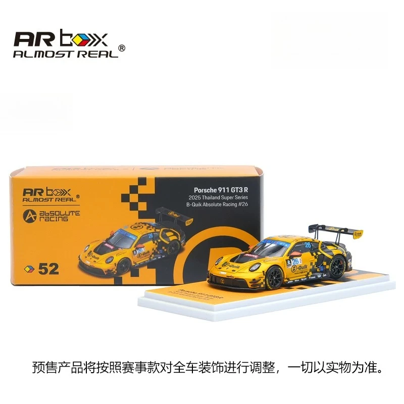 Новая модель автомобиля New Almost Real AR Box 1:64 Porsche 911 GT3 R из сплава, серия Thailand Super Series 2025 # 26 коллекционных моделей автомобилей B-Quik Absolute Racing из литого металла (art.: 3920daed0fc46) - 3920daed0fc46