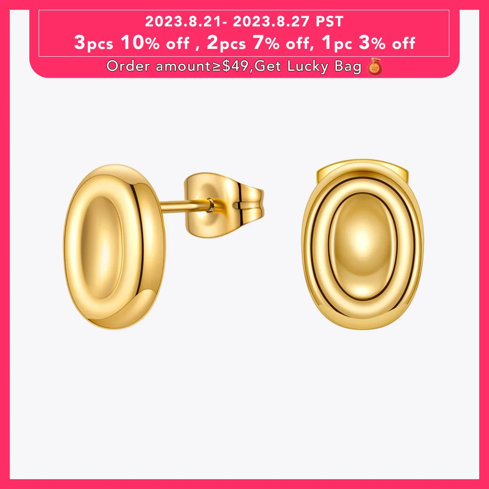 

ENFASHION Peas Stud Earrings For Women Gold Color Oval Piercing Earring Stainless Steel Fashion Jewelry Christmas Kolczyki E1301