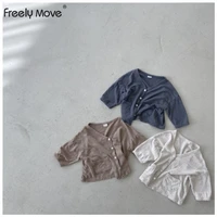 freely move 2022 summer new baby knit cardigan infant summer knitwear boys girls air conditioner sweater cotton kids clothes