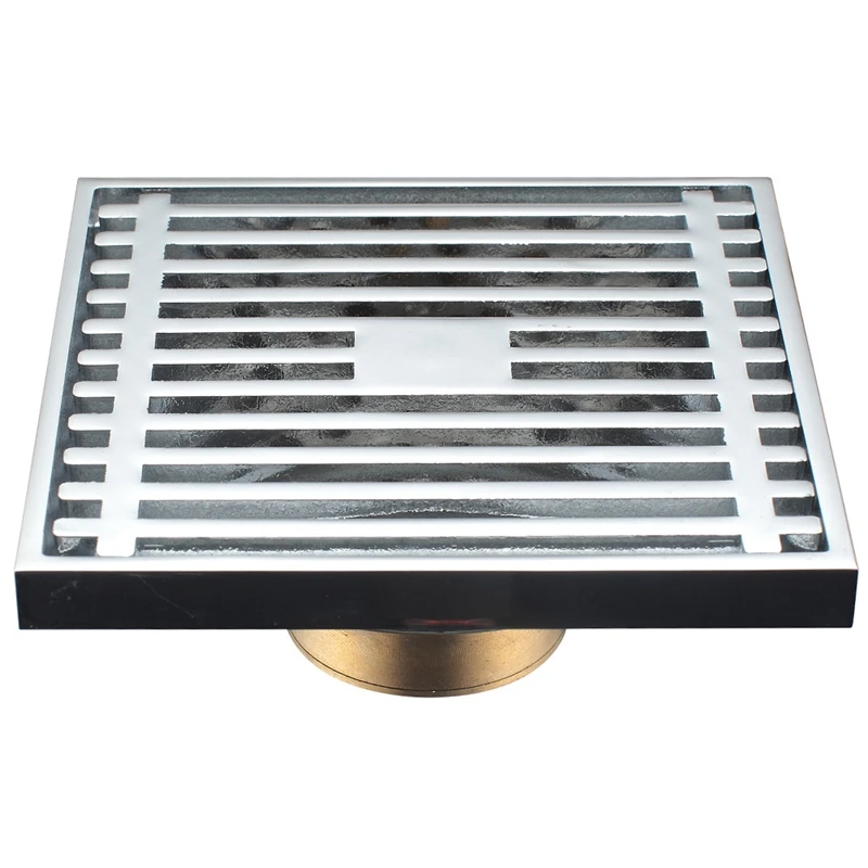 

Chrome Square 10X10cm Household Bathroom Large Displacement Drainage Floor Drain Shower Accessories Drain Hair Catcher