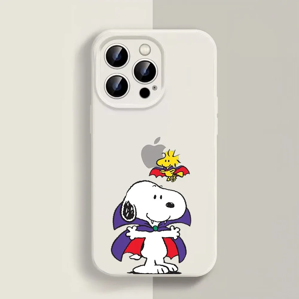 Cartoon S-Snoopy Phone Case For Iphone 11 13 14 15 16 Pro Max X Xr Xs Se2020 12mini White Cover