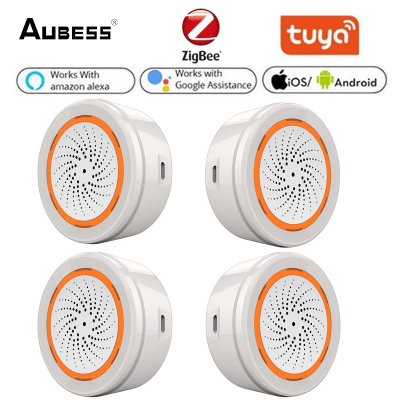 

Hotest Tuya Wireless Siren Alarm Sound Light Sensor Battery Built-in ZigBee Sensor Temperature Humidity Alarm Sirens Smart Home