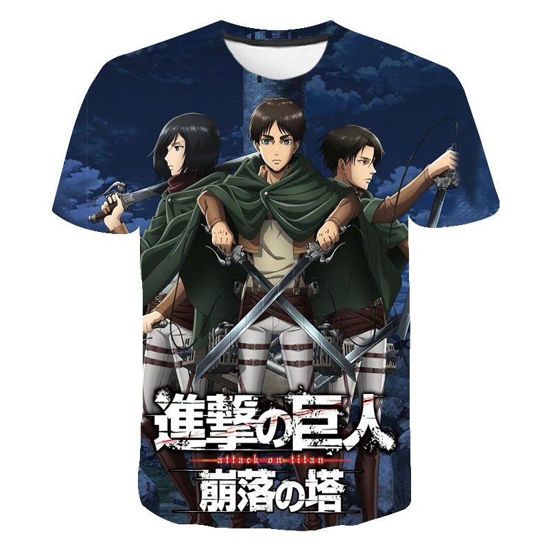 

Hot 3D Printed Attack on Titan Harajuku T-shirt Loose O-Neck Casual Short Sleeve Men Women Game T shirts Casual kids Tees