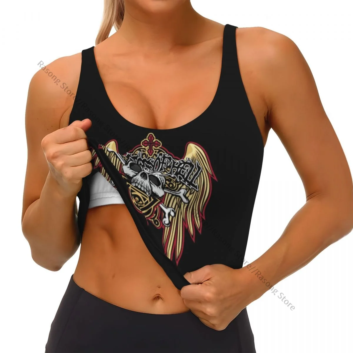 Женский сексуальный спортивный жилет готический с черепом гранж женская уличная