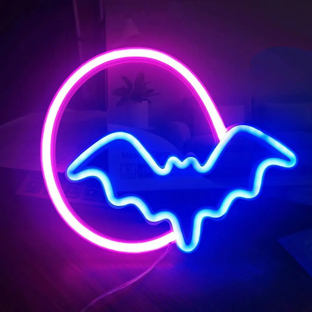 

Desk Lamp Halloween Bat Neon Light Usb/battery Operated Led Sign Lamp for Wall Art Decor Non-glaring Unique Shape Halloween Bat