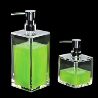 280ml500ml refillable square shape acrylic crystal lotion bottle with stainless steel material squeeze pump sprayer