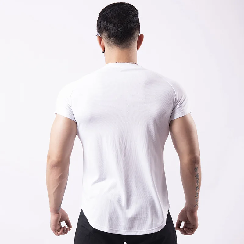 Men's Running T-Shirt New Summer Quick-Dry Sports Mesh Short Sleeve Fitness Workout Training Breathable Sportswear Gym Clothes