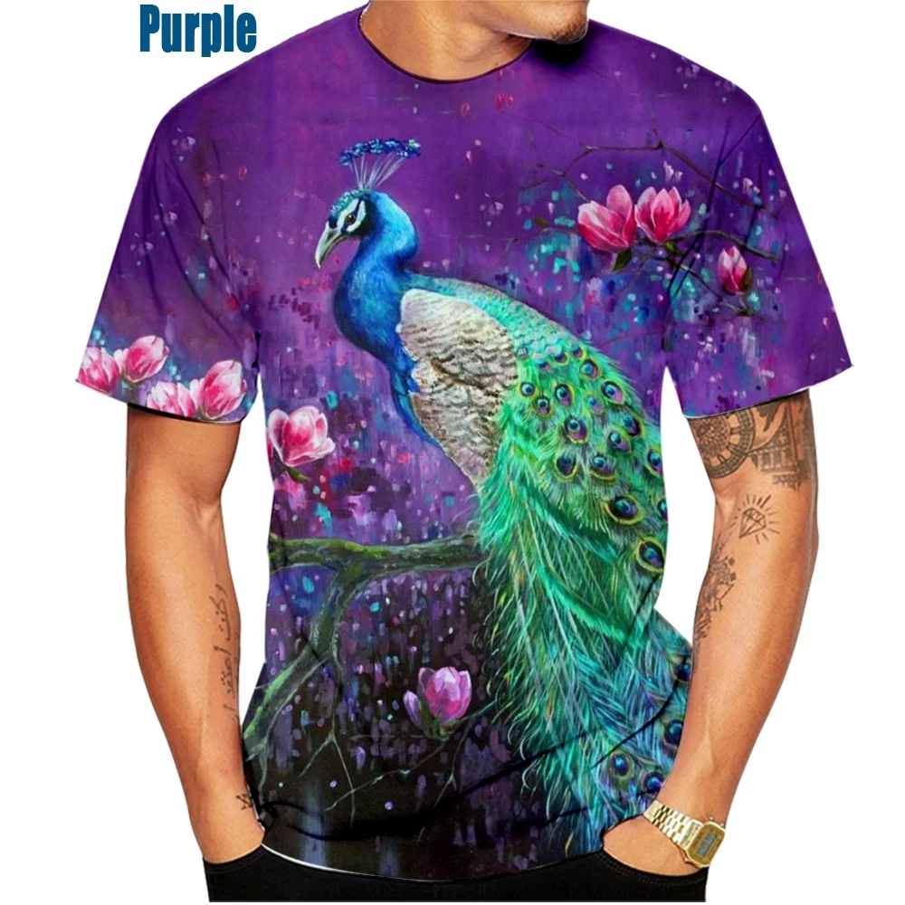 Summer New Style Fashion T-shirt Peacock Men Women Casual 3D Print T Shirt