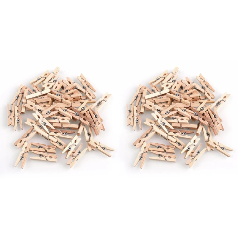 

300Pcs Mini Natural Wooden Clothes Photo Paper Clothespin Craft Clips 25Mm Home Wooden Clothes Spring Clips