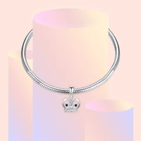 la menars 925 sterling silver animal charms cute big eyes owl pendant for women original bracelet jewelry beads