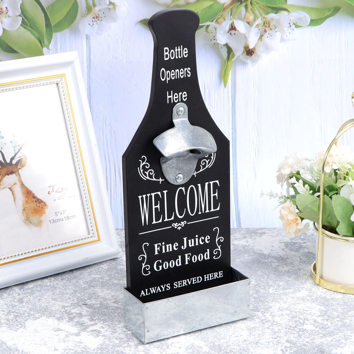 

Vintage Home Decor Beer Cap Catcher Bottle Tops Cans Drinks Bottle Opener Magnetic Tools Wall Fixed Bottle Opener Open The Cover