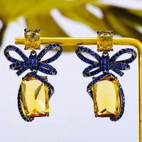 soramoore fashion street style bowknots earrings for women wedding party cubic zircon dubai bridal earring boucle doreille 2021