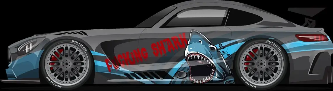 

Cute Animal Anime Sticker Shark Sticker Vehicle Livery Car Wrap Side Cast Vinyl Wrap Racing Decal Car Decoration