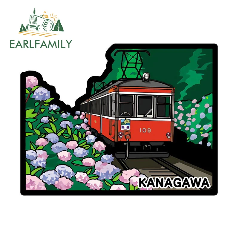 

EARLFAMILY 13 см x 10 см для японского поезда канагава, автомобильные наклейки для ноутбука, фургон, наклейка, доска для серфинга, граффити, аниме, ав...