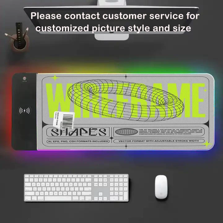 

RGB INS Style Wireless Charger MousePad Simple Geometry Luminous Office Keyboard Desk Mat Large E-sports Gaming Mouse Carpet
