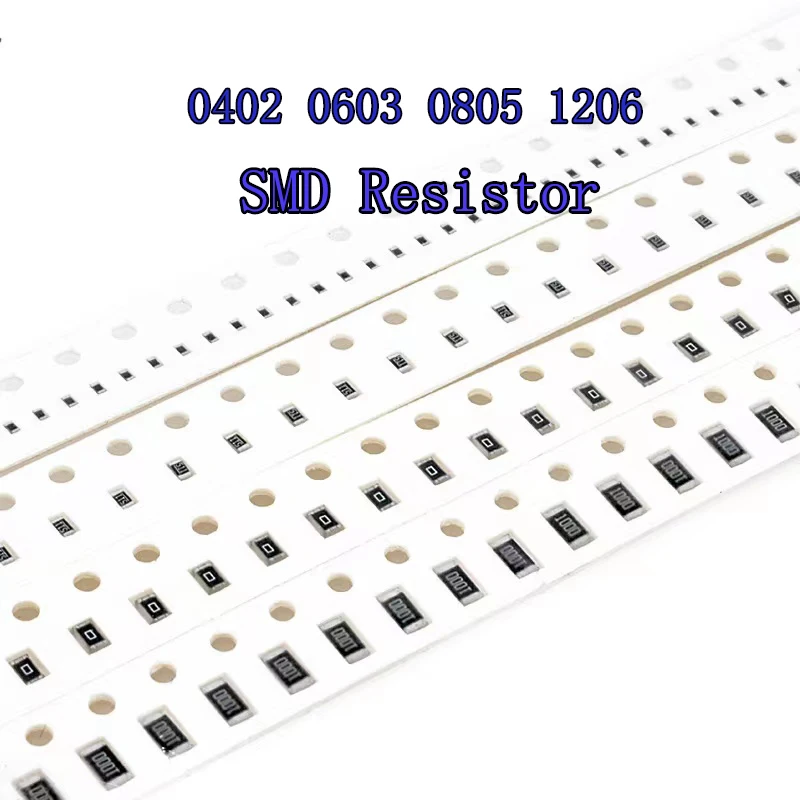 

100PCS 1% SMD Resistor 0402 0603 0805 1206 0R 10R 20R 22R 100R 120R 200R 470R 1K 1.5K 2.2K 4.7K 5.1K 10K 20K 47K 100K 1M 10M