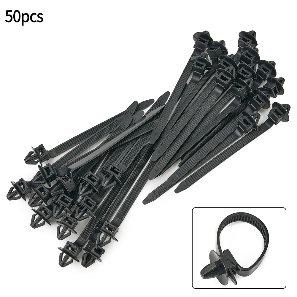 

50PCS Cars Mount Wire Tie Clip Releasable Nylon Tie Wrap Cable Fastening Clips Self-locking Plastic Universal 9cm