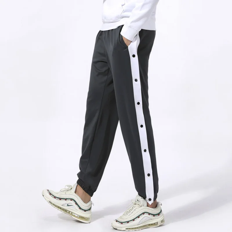 Sports Trousers Buttoned Pants Autumn Winter Models Buttons Casual Loose Footwear Basketball Training Full-button Sweatpants Men