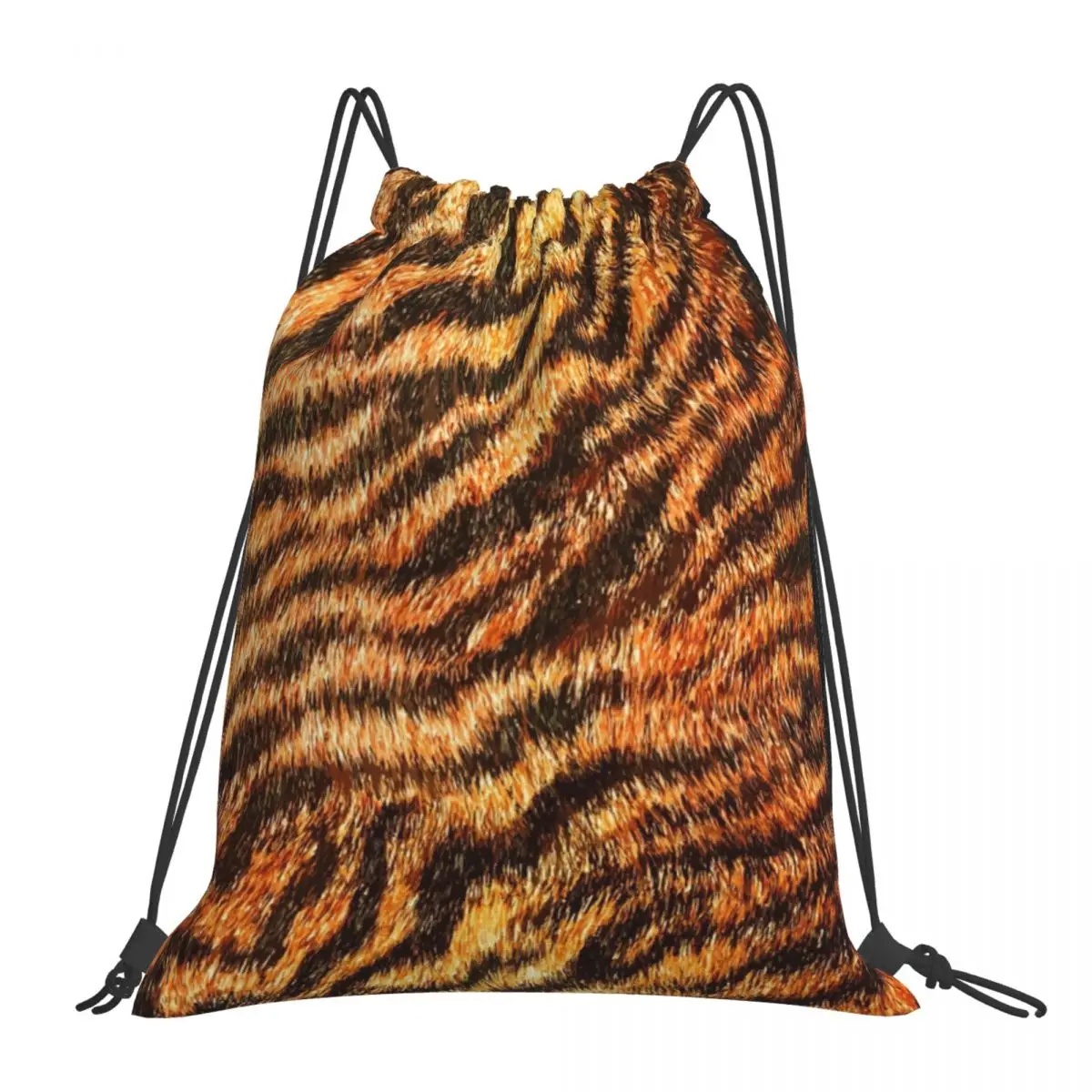 

Bengal Tiger Fur Wildlife Print Pattern Backpacks Casual Portable Drawstring Bags Drawstring Bundle Pocket Shoes Bag Book Bags