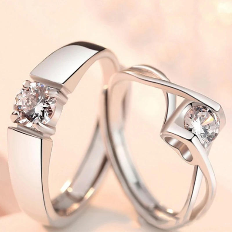 

Original Design 925 Sterling Silver Couple Ring Luxury Engagement Wedding Valentine's Day Gift Exquisite Elegant Diamond Jewelry