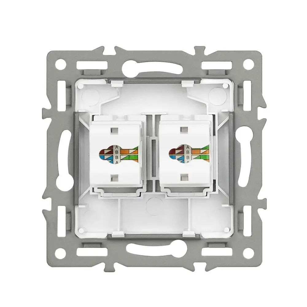 Розетка VISWE Rj45 CAT6 с двойным интерфейсом пластиковая панель 82 мм * Разъем LAN