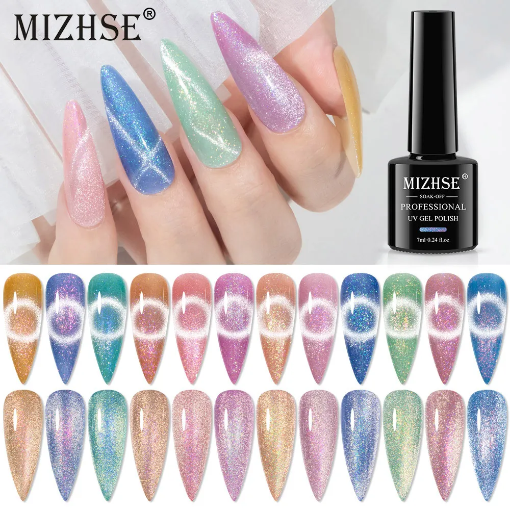 

MIZHSE 7ml Spar Cat Eye Gel Nail Polish Unicorn Cat Magnetic Varnish Holographics Effect Soak Off UV/LED Gel Hybrid Manicure Art