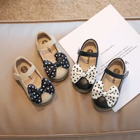 girls round toe kids fashion 2022 summer new bow spot round toe spring beautiful breathable versatile casual children loafers pu