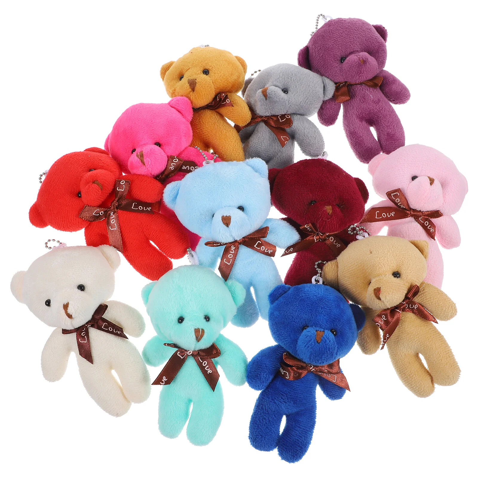 

12 Pcs Plush Bear Keychain Baby Soft Toys Figurines Backpack Mini Pendants Tiny Bears Bulk Pp Cotton Bag Charms