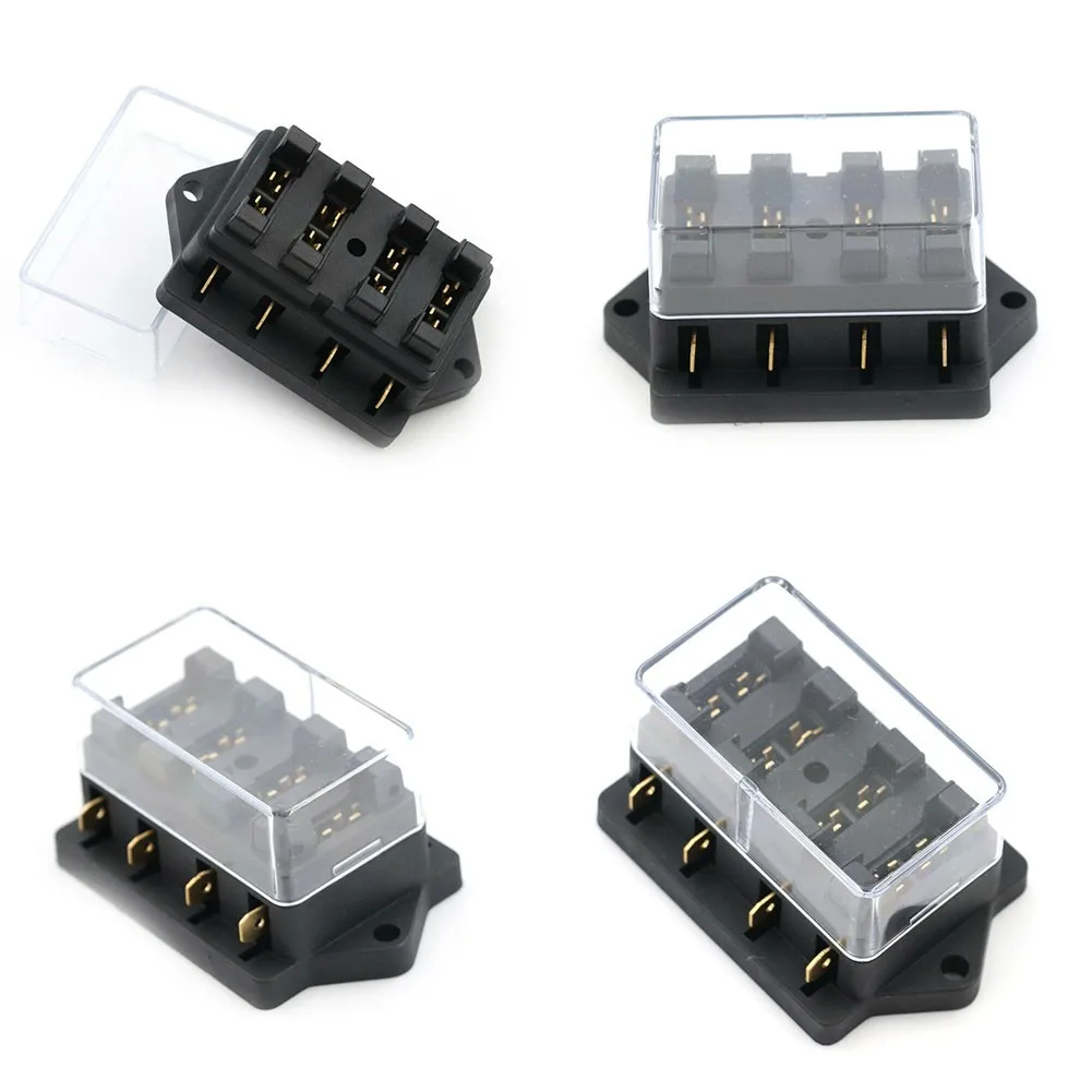 

Automotive Blade 4 Way Car Fuse Box Black Circuit Durable Fuse Box New
