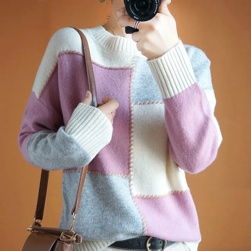 

Women Sweater 2022 Autumn Winter Knitted Pullovers V-neck Slim Fit Bottoming Shirt Solid Soft Knitwear Jumpers Basic Sweaters G2