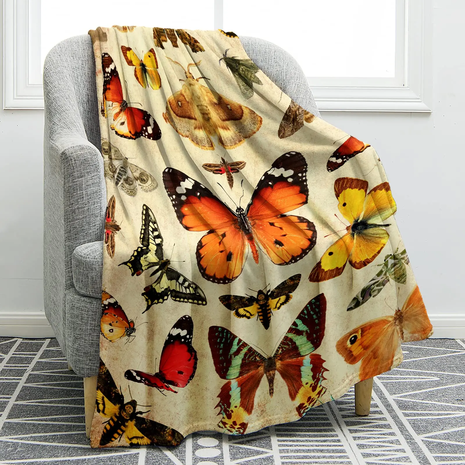 

Флисовое одеяло с бабочками, теплое мягкое пушистое фланелевое одеяло для кемпинга, путешествий, зимнее теплое одеяло, постельное белье для кровати, стула, дивана