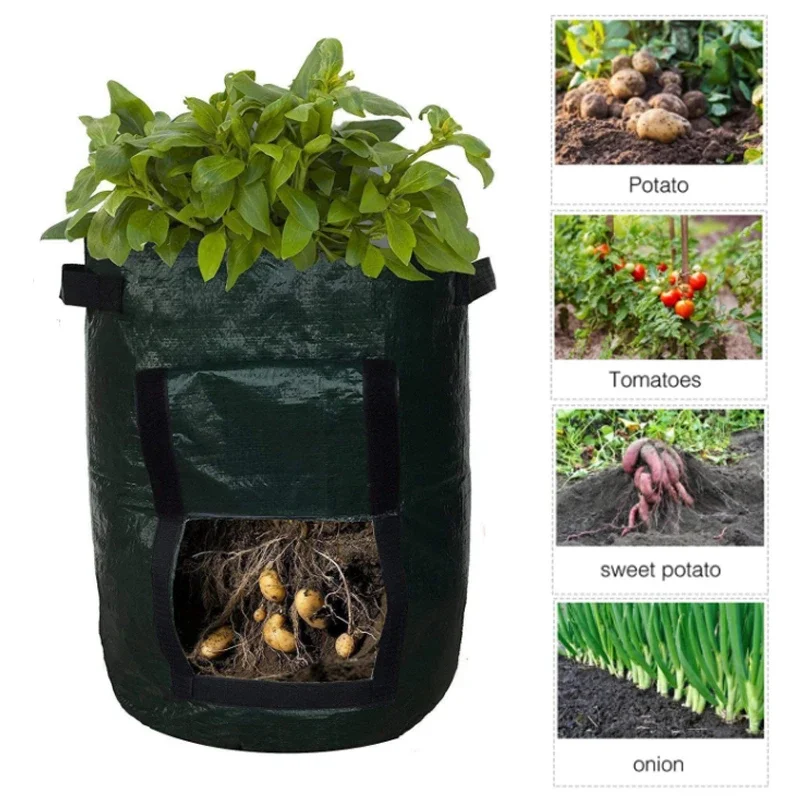 

12 Gallon Potato Grow Bag with Handle Thickened Growing Bag PE Vegetable Grow Bags Onion Plant Bag Outdoor Garden Pots