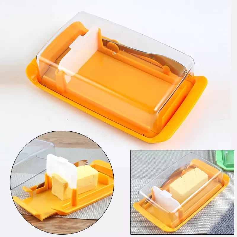 

Dish Box Container Cheese Server Sealing Storage Keeper Tray with Lid Kitchen Dinnerware for home Cutting Food Butter Box