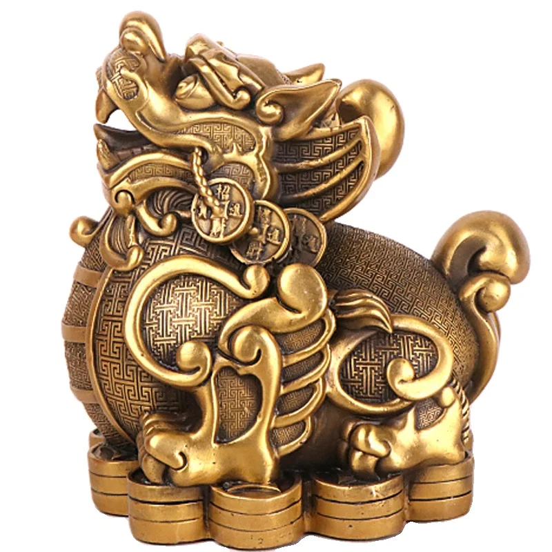 

LAOJUNLU Pure Copper Brave Ornaments Creative Gifts Sitting Brave New Chinese Traditional Style Antiques Fine Art Gifts Crafts