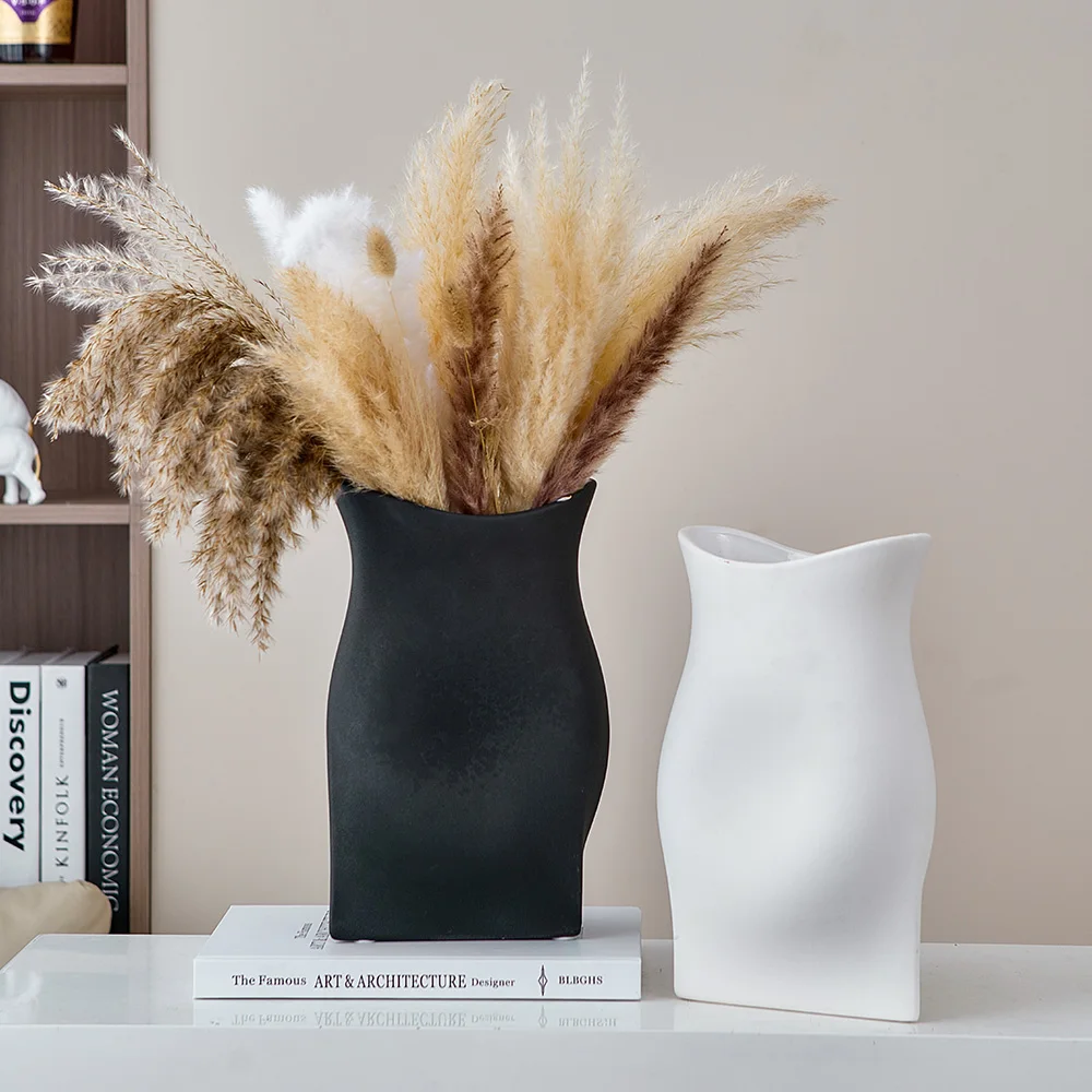 

High quality ceramic dried flower vase Personalized design office living room table decoration crafts