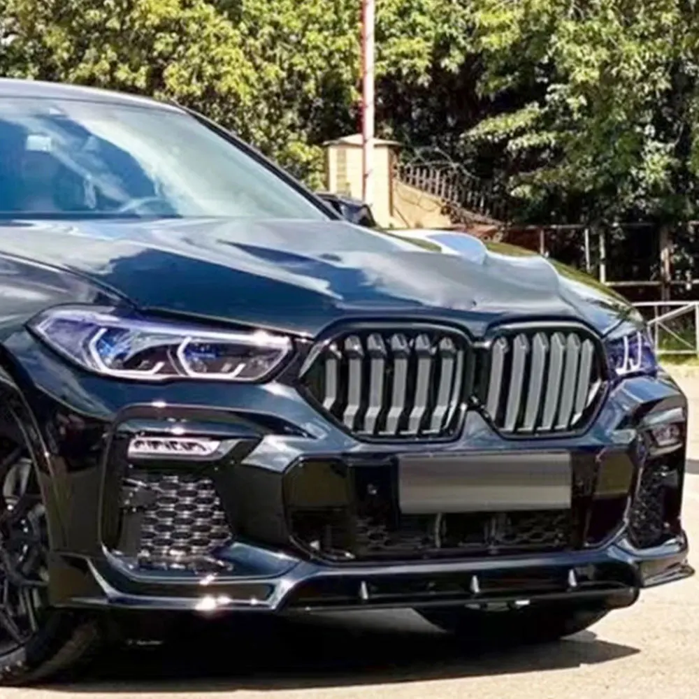 Фото Для BMW X6 G06 2020-2023 передний бампер Iip, разделитель подбородка, диффузор, спойлер, дефлектор, черный карбоновый АБС-пластик, аксессуары для тюнинга P №4