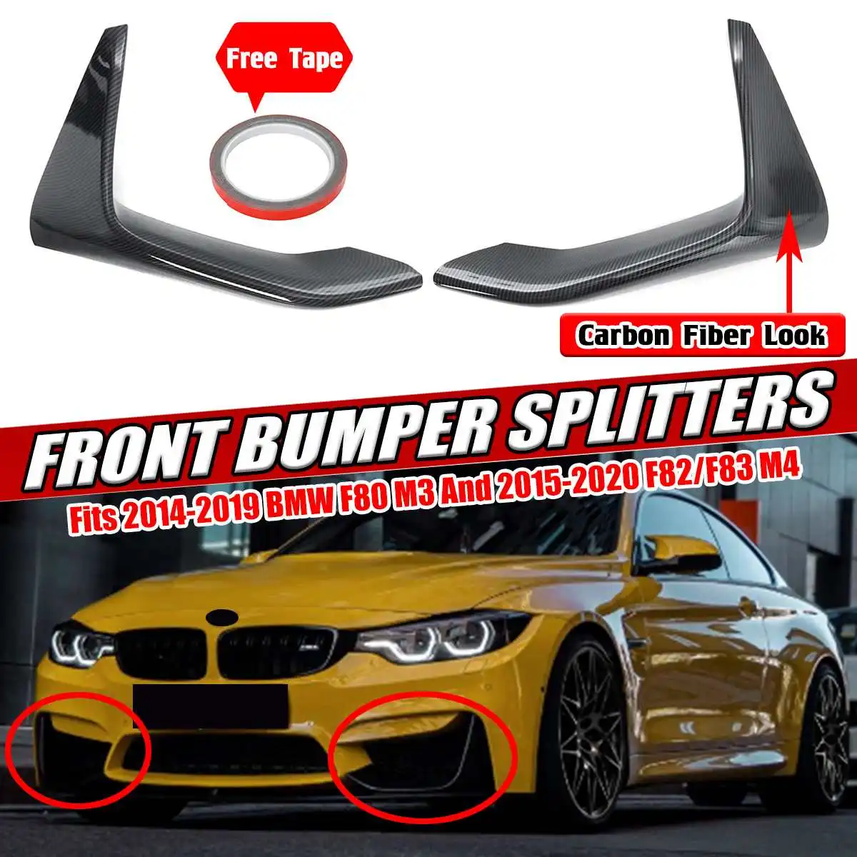 

Новый автомобильный передний бампер сплиттер губа диффузор кузов комплект спойлер фартуки защита для BMW F80 M3 2014-2019 F82 F83 M4 2015-2020