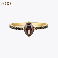 roxi egg shape exquisite black crystal rings for women couple wedding rings 925 sterling silver engagement ring gift jewelry