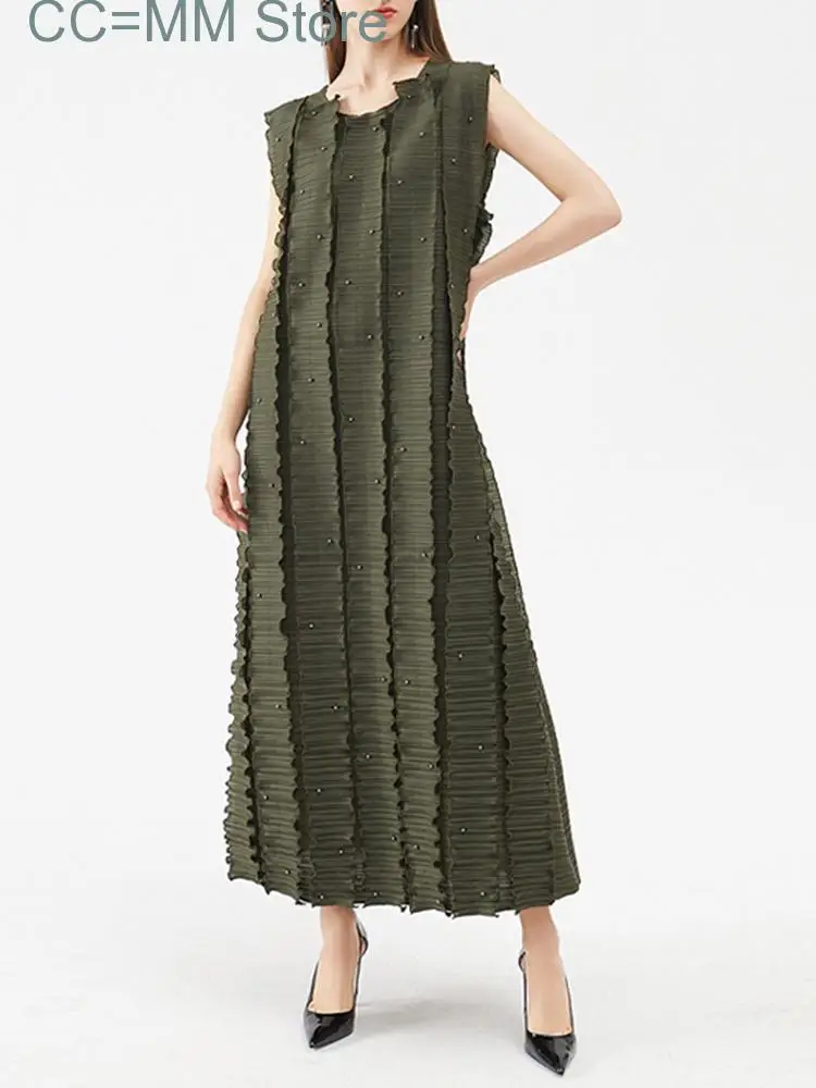 

Женское длинное вечернее платье без рукавов, плиссированное платье с оборками и круглым вырезом, женская одежда на лето