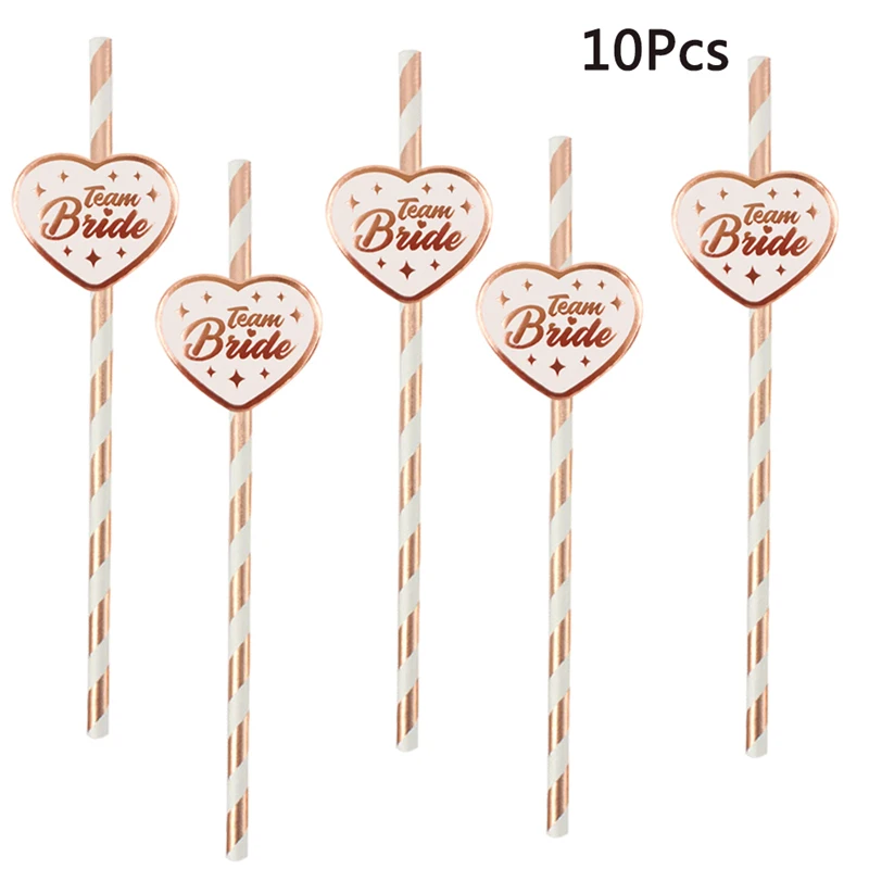 Бумажные соломинки Chicinlife розовое золото 10 шт.