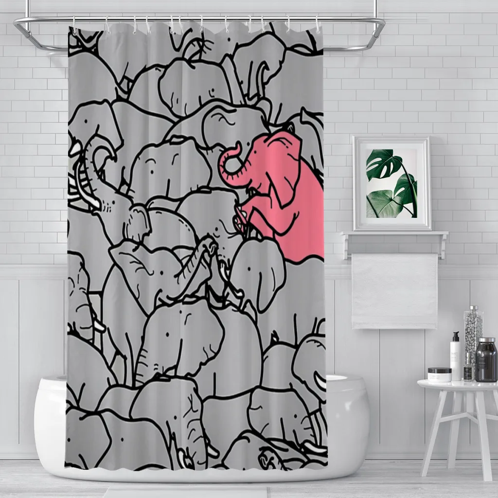 

The Herd Elephants Bathroom Shower Curtains Waterproof Partition Curtain Funny Home Decor Accessories