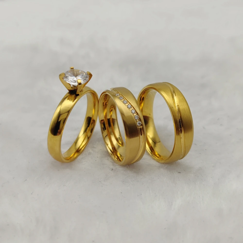 Fashion Gold Plated Women Accessories Sets Jewelry Dubai Promise Rings Couples Bridal Wedding Engagement