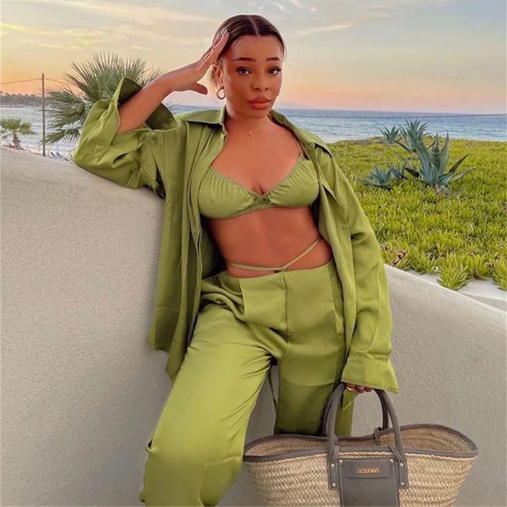 Костюм Женский Повседневный из трех предметов пикантная рубашка жилет прямые