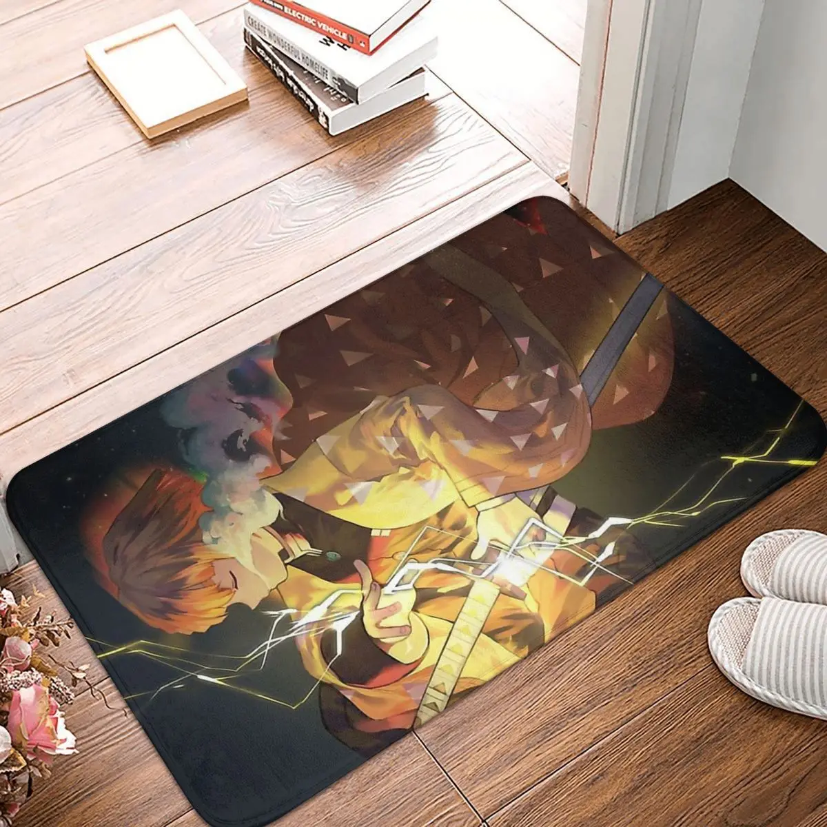 

Demon Slayer Bathroom Non-Slip Carpet Zenitsu Living Room Mat Welcome Doormat Floor Decor Rug
