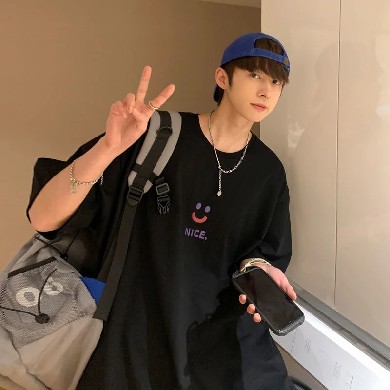 Privathinker креативная Мужская футболка со смайликом свободная с круглым вырезом и