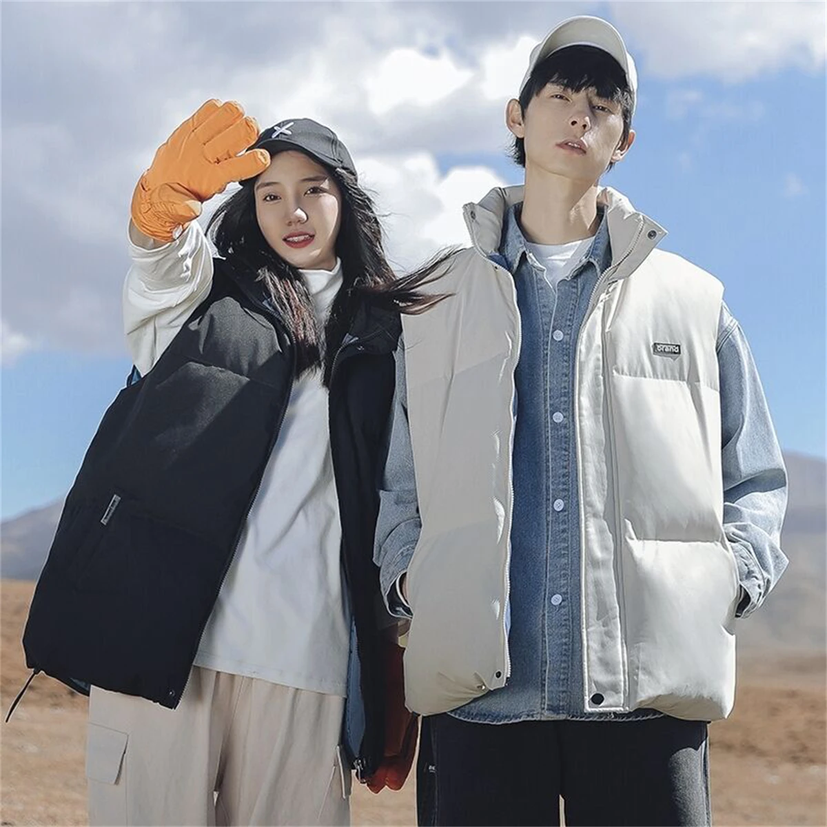 Couple's Down Cotton Vest Wear 2022 New Large Loose Waistcoat Students' Men and Women's Jacket