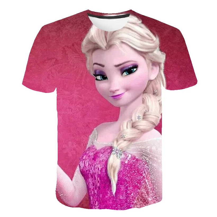 

Fashion Baby Girl Summer New Disney Frozen Elsa Princess Pattern Print T shirt Girl's Party Birthday Short Sleeve 6M-10T Size