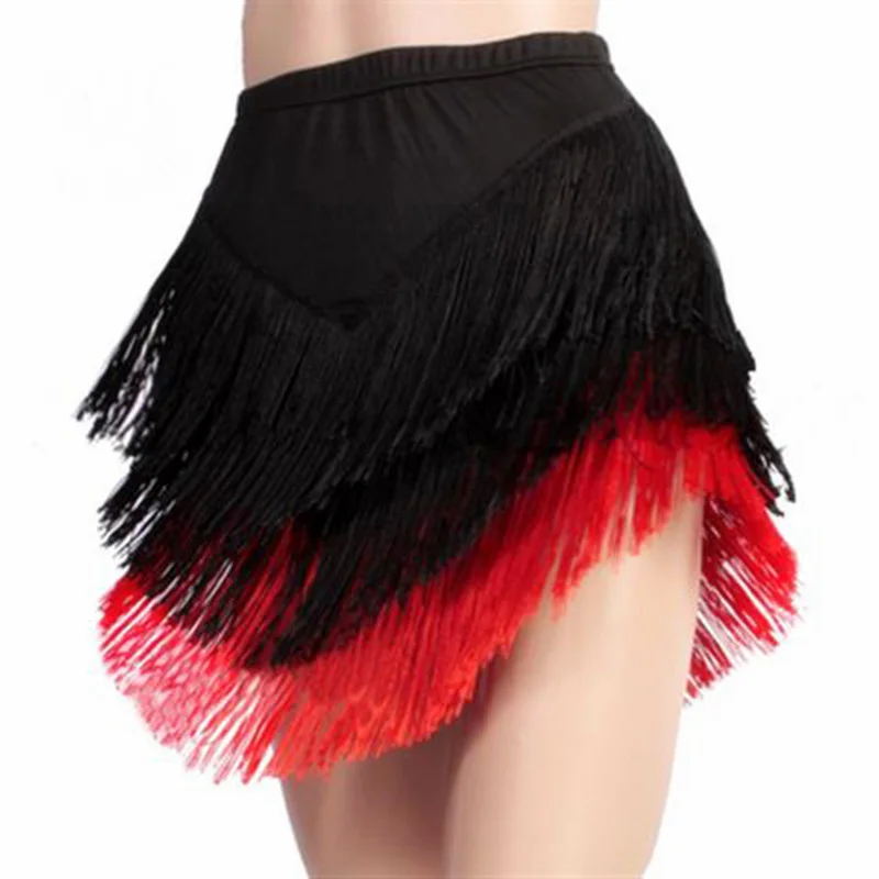 

Latin Dance Women Dress Fringed Skirt Irregular V-Shape Girl Dance Wear Green Black Tassels Adult Dresses